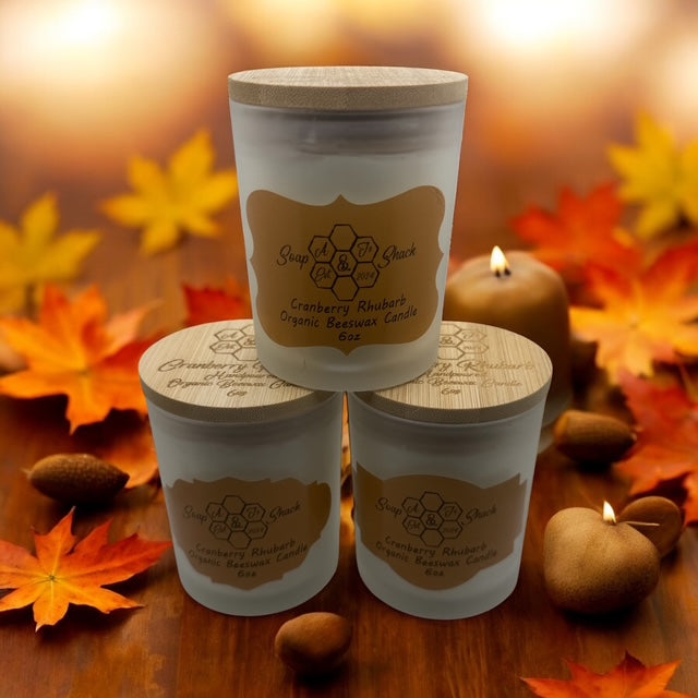 Cranberry Rhubarb Hand Poured Organic Bees Wax Candles